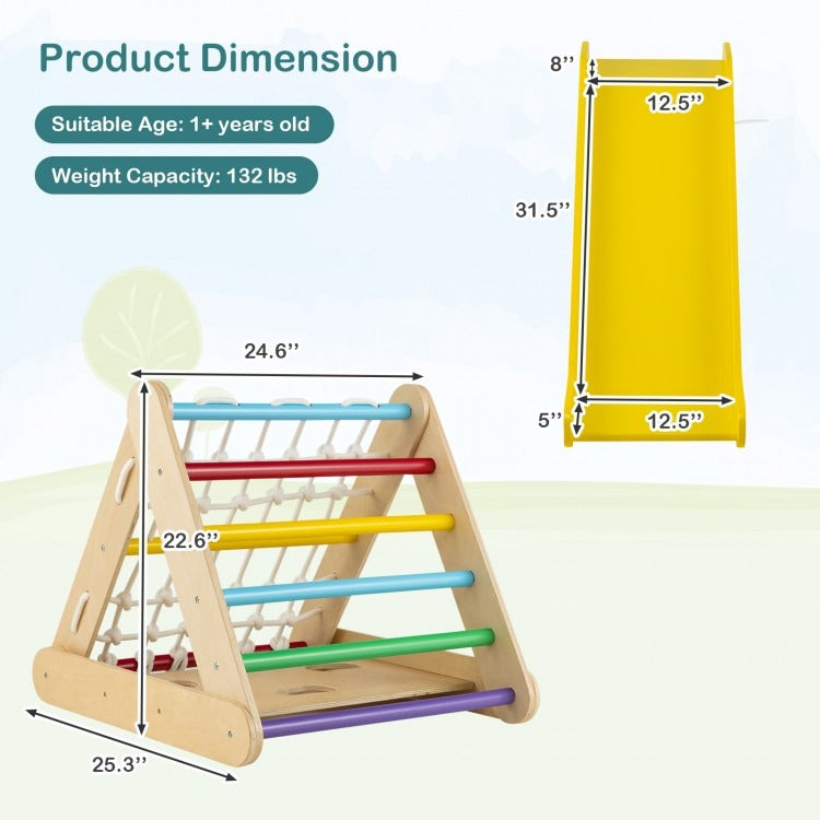 4 in 1 Triangle Climber Toy with Sliding Board and Climbing Net *ASSEMBLED*