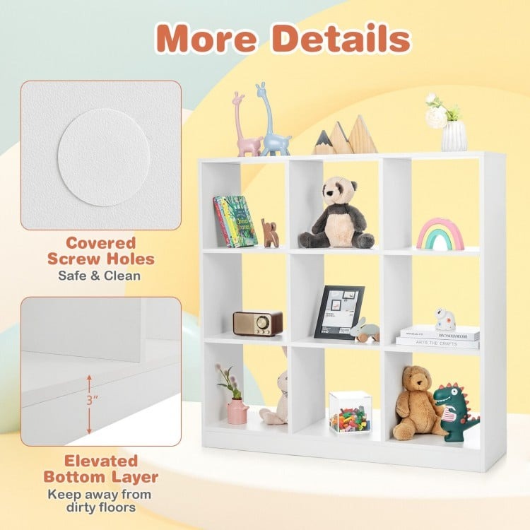 Modern 9-Cube Bookcase with 2 Anti-Tipping Kits for Books Toys Ornaments *SCRATCH & DENT*