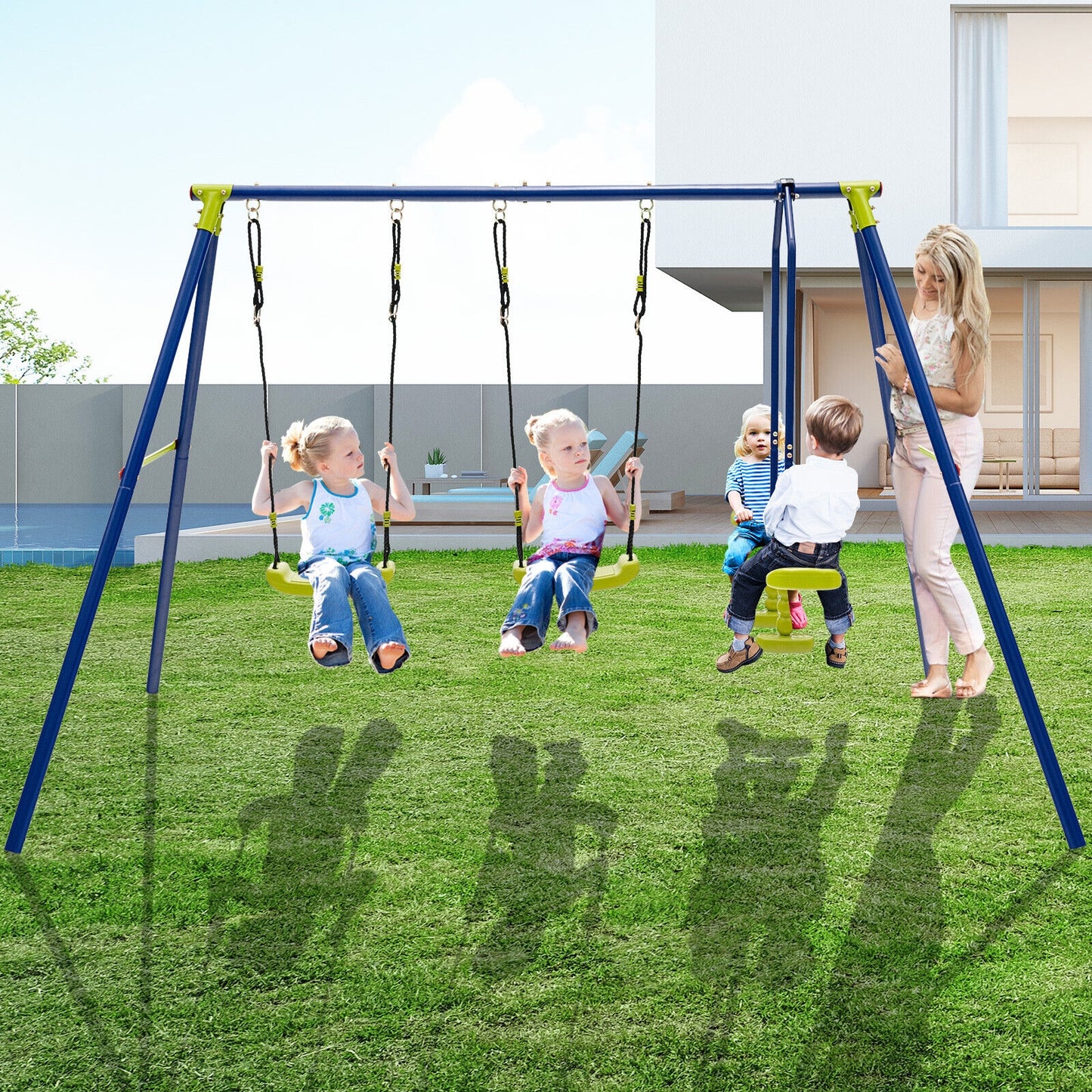 440 Pounds Kids Swing Set with Two Swings and One Glider, 1 box