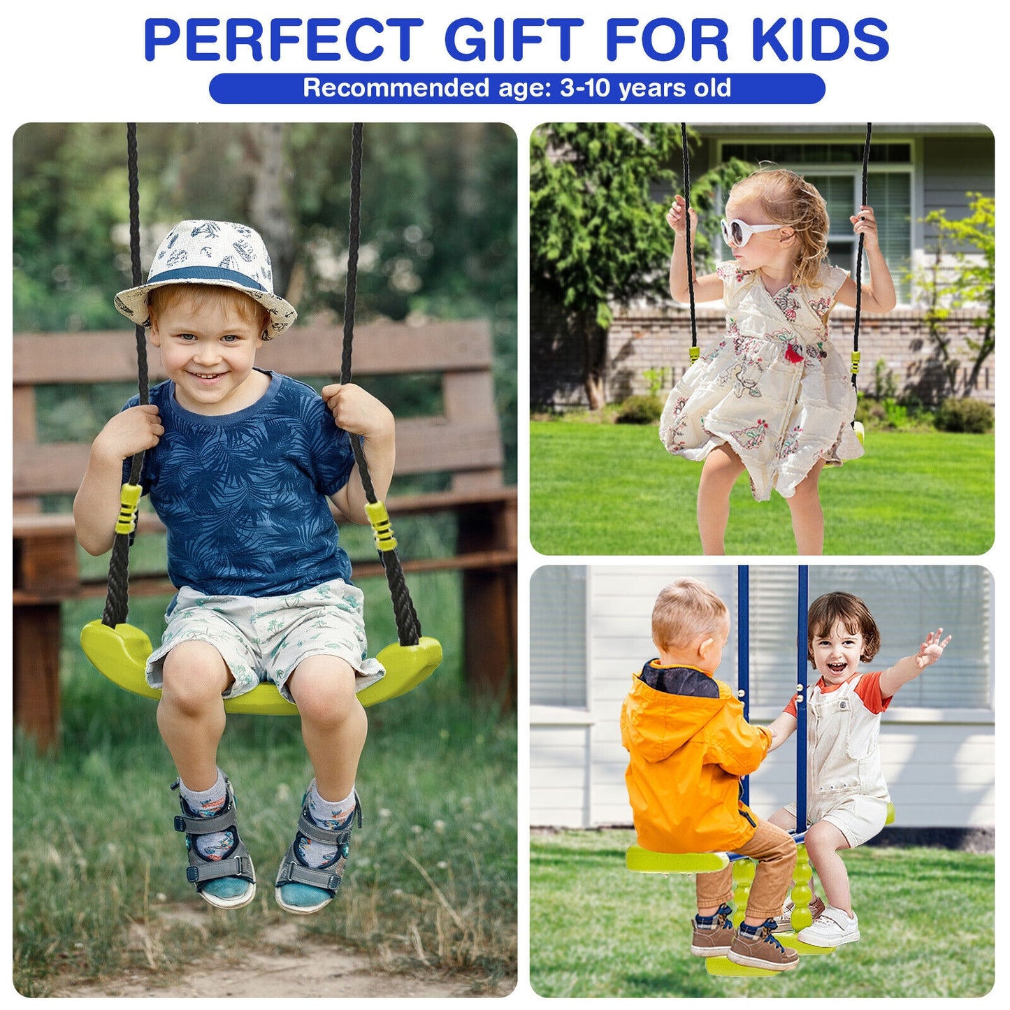 440 Pounds Kids Swing Set with Two Swings and One Glider, 1 box