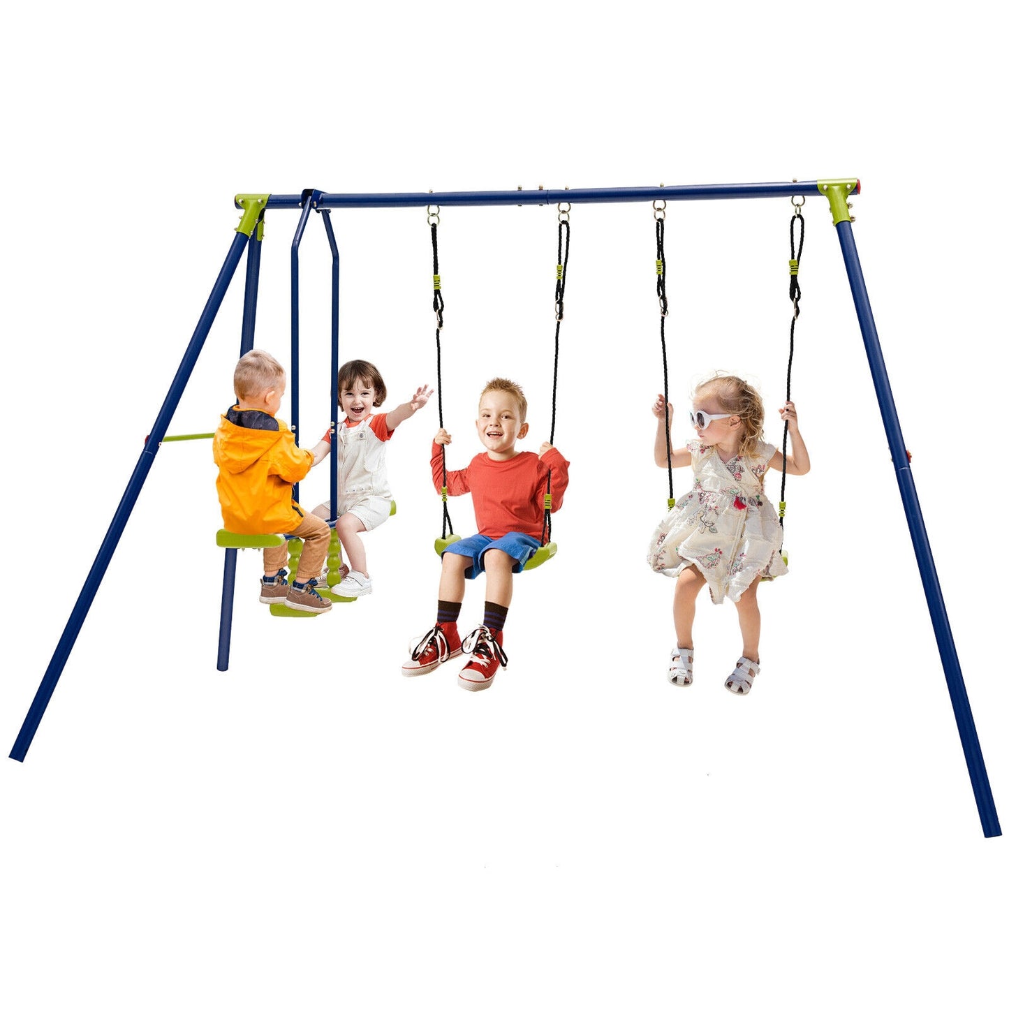 440 Pounds Kids Swing Set with Two Swings and One Glider, 1 box
