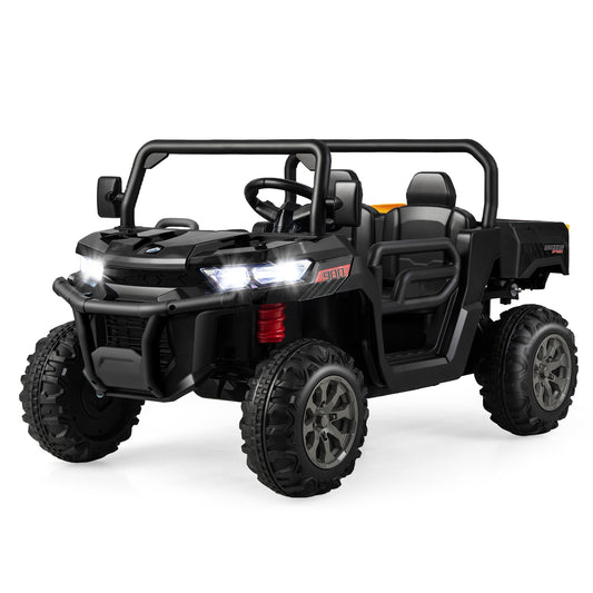 2-Seater Kids Ride On Dump Truck with Dump Bed-Black, Customer return, used, tested, working