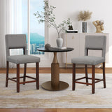 2 Piece Bar Chair Set with Hollowed Back and Rubber Wood Legs-Gray, fully assembled