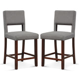 2 Piece Bar Chair Set with Hollowed Back and Rubber Wood Legs-Gray, fully assembled