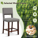 2 Piece Bar Chair Set with Hollowed Back and Rubber Wood Legs-Gray, fully assembled