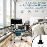 4-in-1 Folding Bedside Commode Chair with Detachable Bucket and Towel Holder