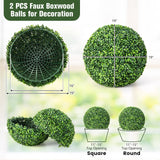 2 Pieces 19 Inch Artificial Topiary Balls Faux Boxwood Ball Plants