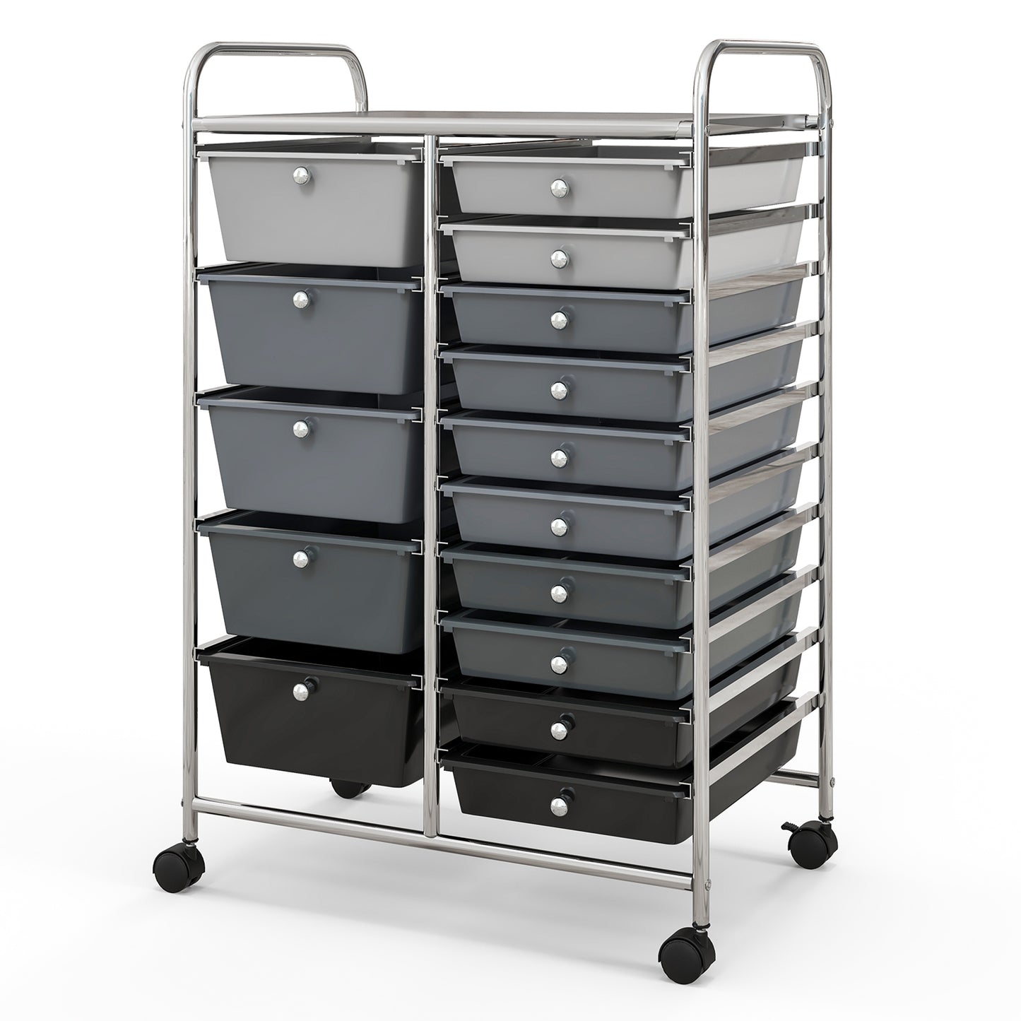 15-Drawer Utility Rolling Organizer Cart Multi-Use Storage-Black & Gray (Scratch and Dent)