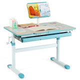 Height-Adjustable Kids Desk with Tilt Desktop and Book Stand-Blue (1 Box, Unassembled)