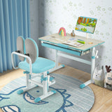 Height-Adjustable Kids Desk with Tilt Desktop and Book Stand-Blue (1 Box, Unassembled)