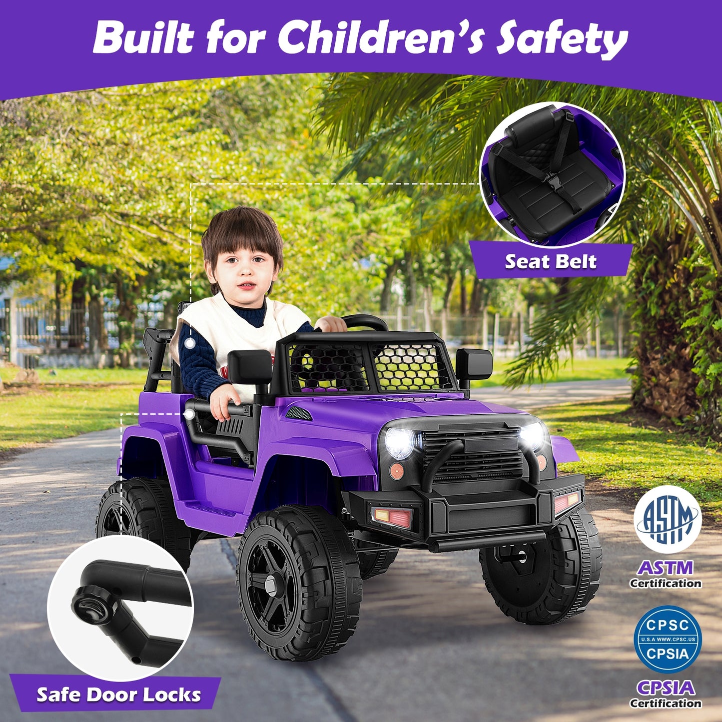 12V Kids Ride On Truck with Remote Control and Headlights- OURS IS BLACK