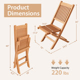 Indonesia Teak Wood Patio Folding Dining Chair with Slatted Seat