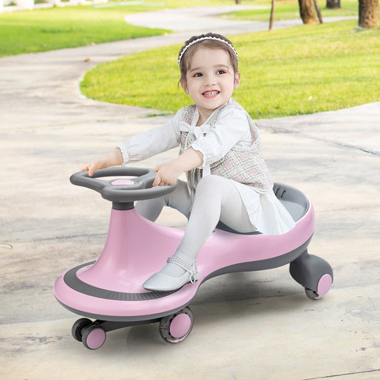 Wiggle Car Ride-on Toy with Flashing Wheels-Pink