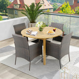 Set of 2 Patio PE Wicker Dining Chairs with Seat Cushions and Armrests-Fully Assembled