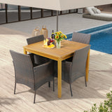 Set of 2 Patio PE Wicker Dining Chairs with Seat Cushions and Armrests-Fully Assembled