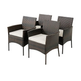 Set of 2 Patio PE Wicker Dining Chairs with Seat Cushions and Armrests-Fully Assembled