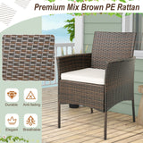 Set of 2 Patio PE Wicker Dining Chairs with Seat Cushions and Armrests-Fully Assembled