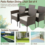 Set of 2 Patio PE Wicker Dining Chairs with Seat Cushions and Armrests-Fully Assembled