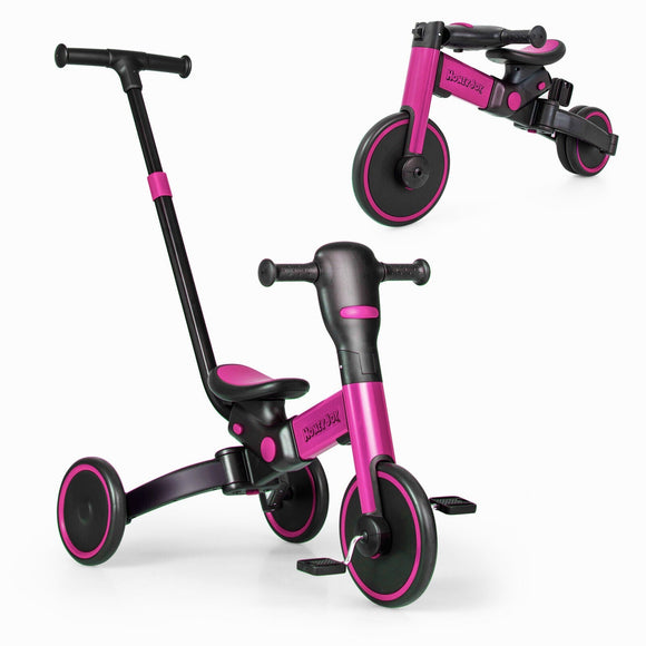 4-in-1 Kids Tricycle with Adjustable Parent Push Handle and Detachable Pedals-Pink (Copy)