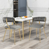 2 Piece, Upholstered Dining Chairs with Golden Metal Legs for Living Room-Gray