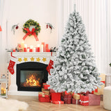 7 Feet Pre-lit Artificial Xmas Tree , white flocked, quick fluff tree