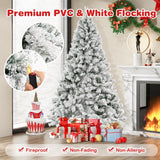 7 Feet Pre-lit Artificial Xmas Tree , white flocked, quick fluff tree