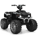 12V Kids Ride on ATV with LED Lights and Treaded Tires and LED lights-Black, fully assembled