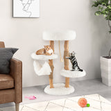 *SPECIAL* -Solid Wood Cat Tower with Jute Scratching Posts and Hanging Rope for Indoor Cats (Fully Assembled)