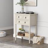 Narrow Console Table with 3 Storage Drawers -Beige (Scratch and Dent)