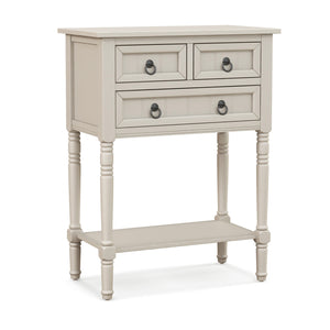 Narrow Console Table with 3 Storage Drawers and Open Bottom Shelf-Beige (Scratch and Dent)