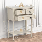 Narrow Console Table with 3 Storage Drawers -Beige (Scratch and Dent)