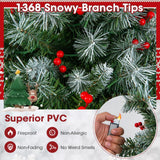 Hinged Christmas Tree with PVC Branch Tips and Warm White LED Lights-7.5 ft