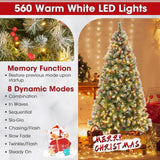 Hinged Christmas Tree with PVC Branch Tips and Warm White LED Lights-7.5 ft