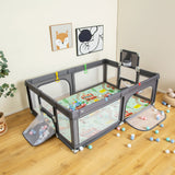 Large Baby Playpen with Mat and Ocean Balls-Dark gray (1 Box, Unassembled)