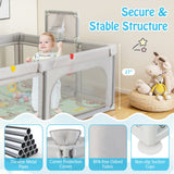 SPECIAL, 81``x57``Large Baby Playpen with Mat and Ocean Balls-Light gray, 1 Box, unassembled