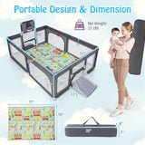 Large Baby Playpen with Mat and Ocean Balls-Dark gray (1 Box, Unassembled)