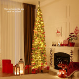 9 Feet Pre-lit Extra thin Pencil  tree with 400 Warm White LED Lights