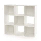 Wooden Kids Bookcase with Storage Cubbies and Anti-toppling Devices-White