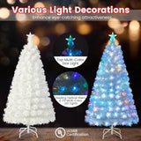 5 Feet Pre-Lit Fiber Optic White Snow-Flocked Artificial Christmas Tree-5 ft