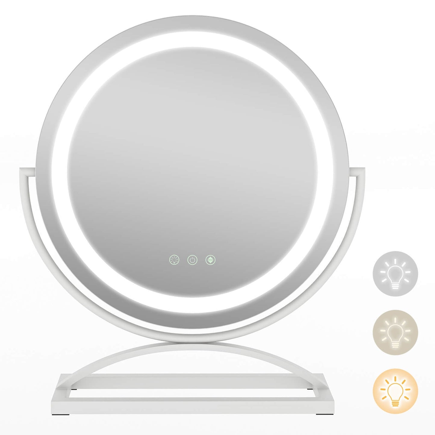 16 Inch Round Makeup Vanity Mirror with 3 Color Dimmable LED Lighting-White (Scratch and Dent)