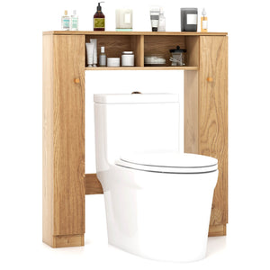 Over The Toilet Storage Cabinet with 2 Open Compartments and 4 Adjustable Shelves-Natural, ASSEMBLED (Copy)