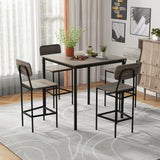 5-Piece Counter-Height Dining Bar Table Set with 4 Bar Chairs-Gray