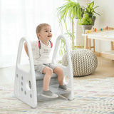 Kids Step Stool Learning Helper with Armrest for Kitchen Toilet Potty Training-Gray