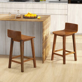 Wood Bar Stools Set of 2 with Solid Back and Seat, fully assembled