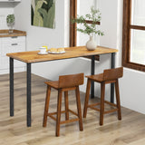 Wood Bar Stools Set of 2 with Solid Back and Seat, fully assembled