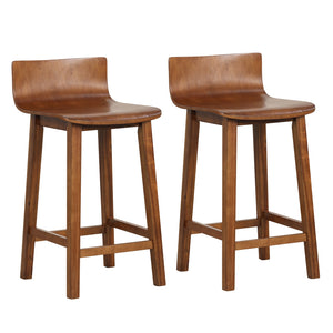 Wood Bar Stools Set of 2 with Solid Back and Seat, fully assembled