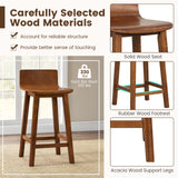 Wood Bar Stools Set of 2 with Solid Back and Seat, fully assembled