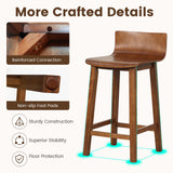 Wood Bar Stools Set of 2 with Solid Back and Seat, fully assembled