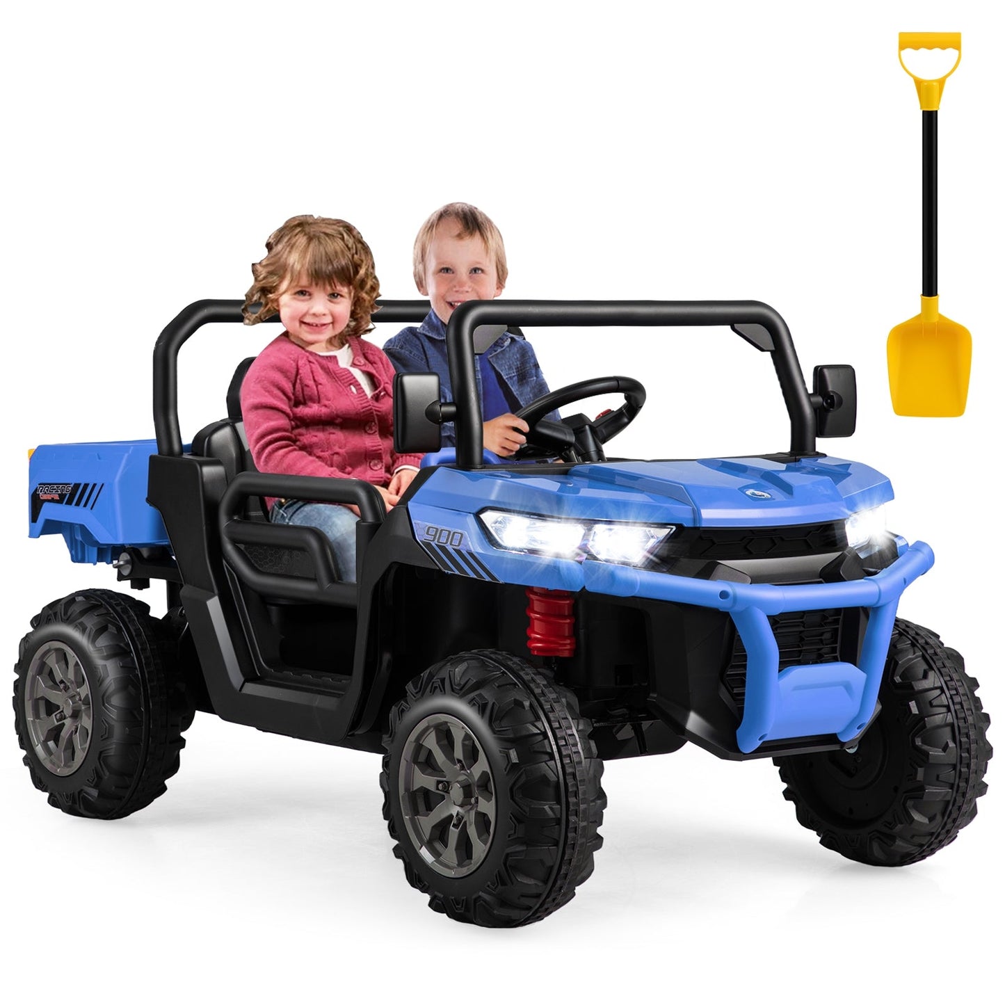24V Ride on Dump Truck with Remote Control, Power Dump-Blue, Fully Assembled
