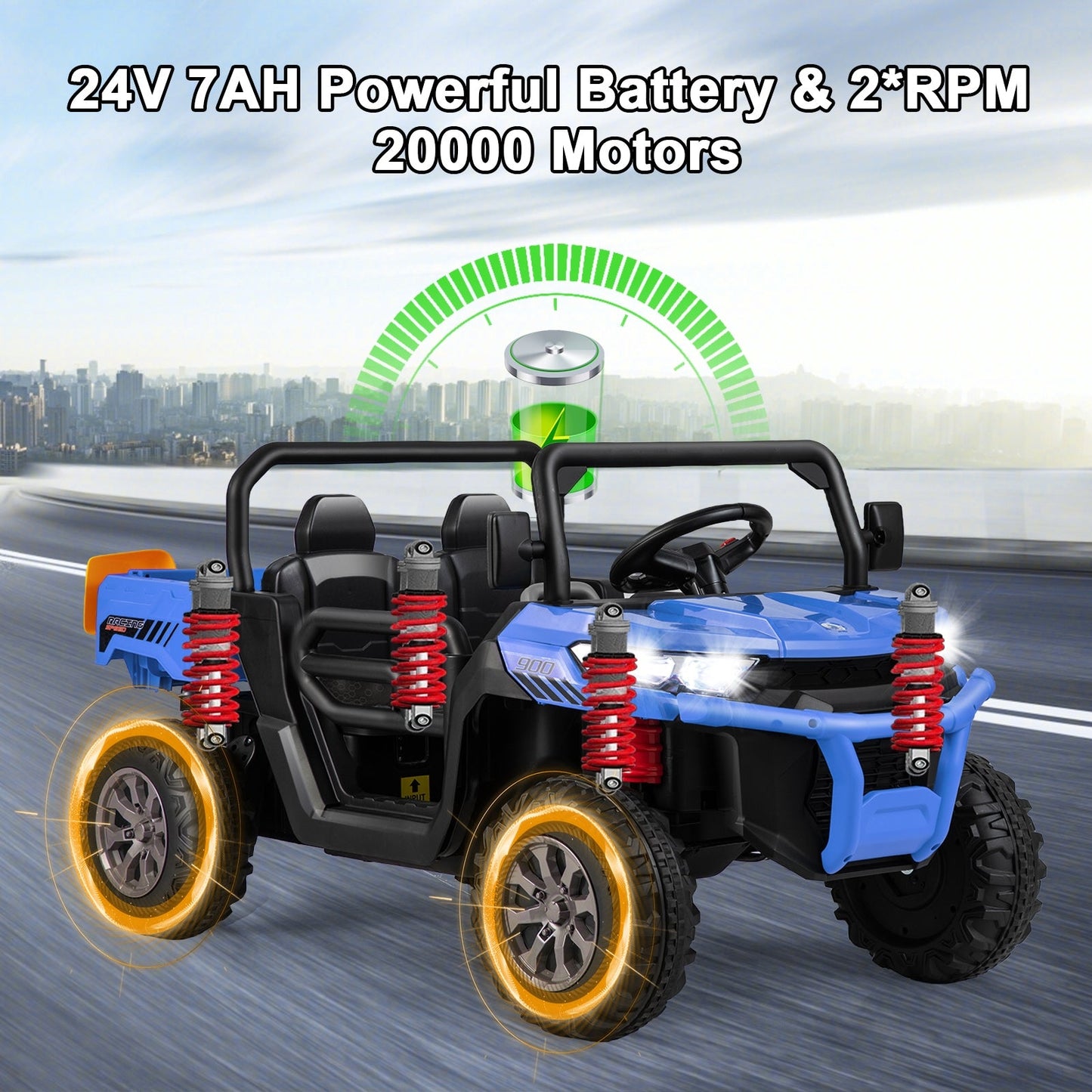 24V Ride on Dump Truck with Remote Control, Power Dump-Blue, Fully Assembled